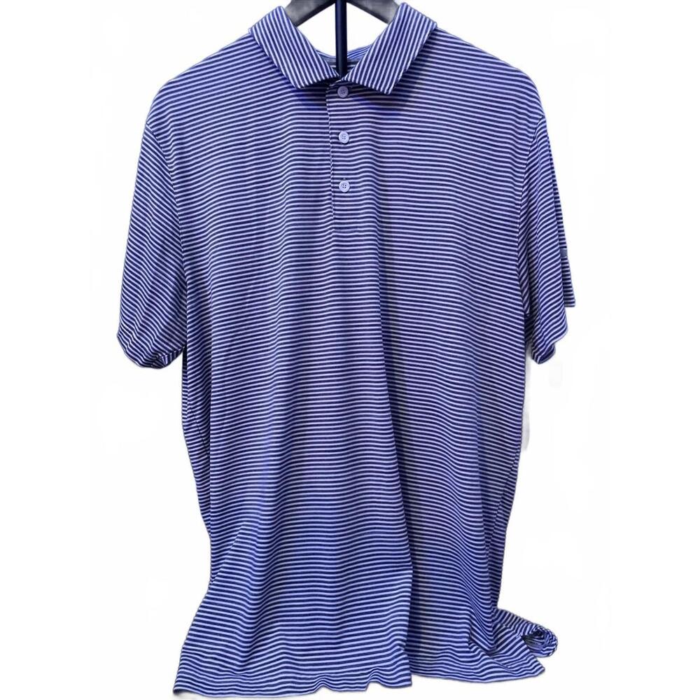 PUMA GOLF POLO MENS SIZE LARGE WHITE OPURPLE STRIPPED